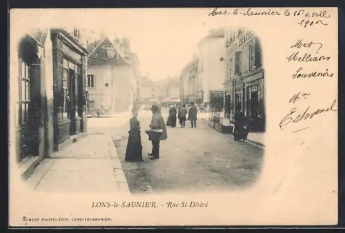 AK Lons-le-Saunier, Rue St-Désiré, Strassenpartie