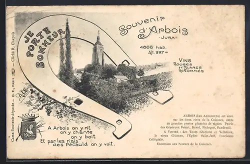 AK Arbois /Jura, Panorama mit Turm im Hufeisen