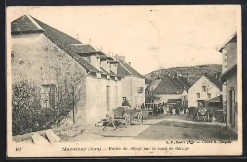 AK Macornay /Jura, Entrée du village par la route de Géruge