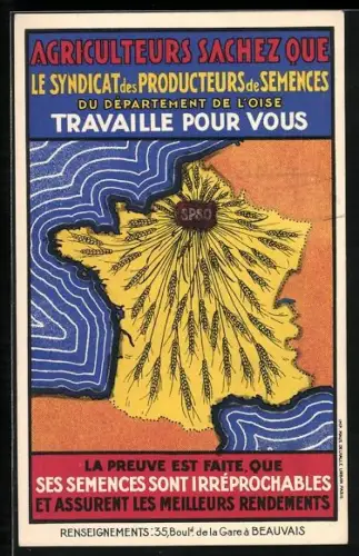 Künstler-AK Reklame Agriculteurs Sachez Que Le Syndicat des Producters de Semences