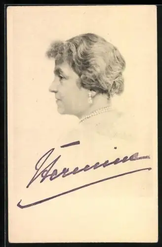 AK Kaiserin Hermine im Profil, Stempelautograph