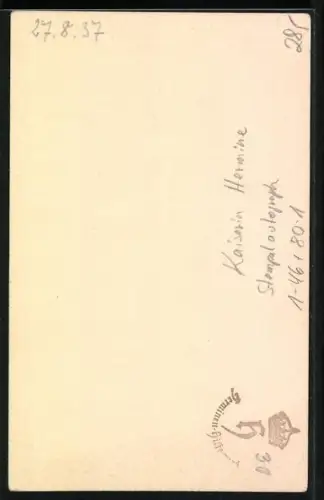 AK Kaiserin Hermine im Profil, Stempelautograph