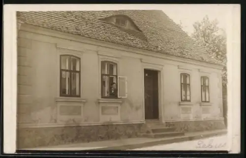 Foto-AK Lebus, Haus der Familie Scheer