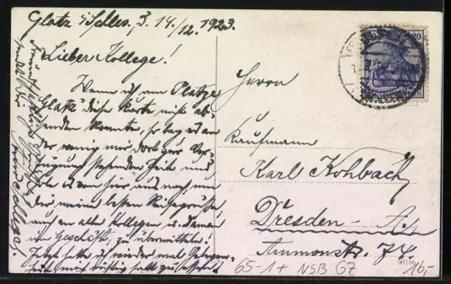 AK Glatz, Ortsansicht mit Stadtbahnhof