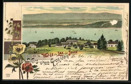 Lithographie Vers-chez-Grosjean, Vue générale avec Mont Rissoud