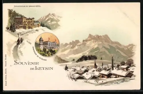 Lithographie Leysin, Sanatorium du Grand Hôtel