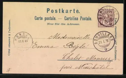 Lithographie Grandson, Strasse mit Kirche, Burg, Ortsansicht