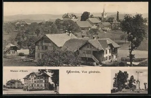 AK Ependes, Maison d`ecole, Eglise, Vue générale