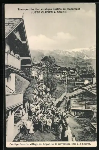 AK Gryon, Cortège dans le village 1906