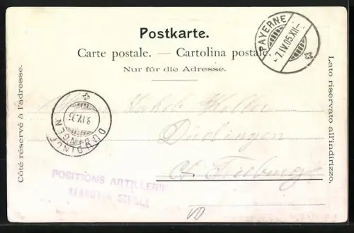 Lithographie Payerne, Vue générale, Grand Rue