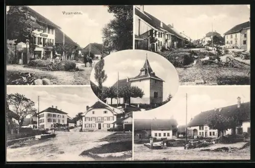 AK Vuarrens, Vue partielle, L`église, Epicerie A. Brot