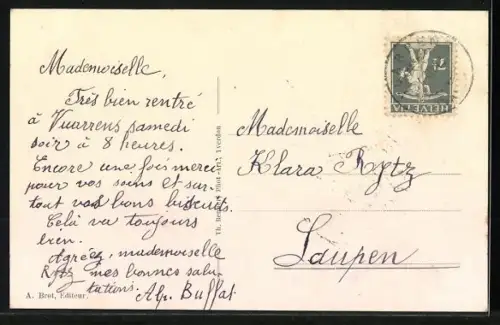 AK Vuarrens, Vue partielle, L`église, Epicerie A. Brot