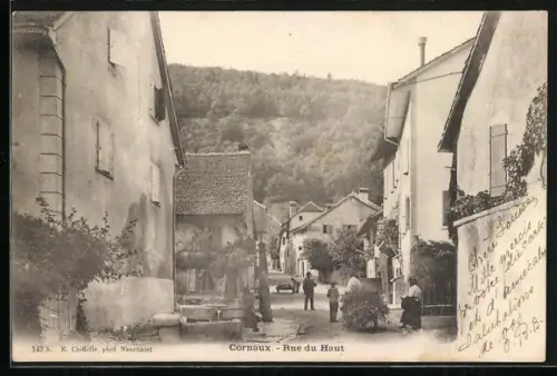AK Cornaux /NE, Rue du Haut, Strassenpartie