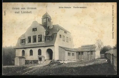 AK Grunau / Rosswein, Neue Schule, Vorderansicht