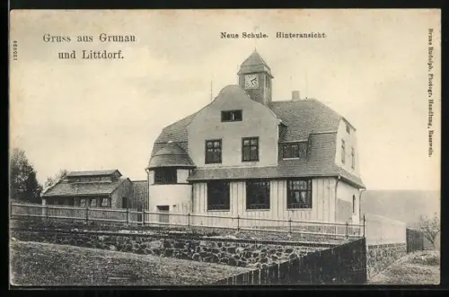 AK Grunau / Rosswein, Hinteransicht der Neuen Schule