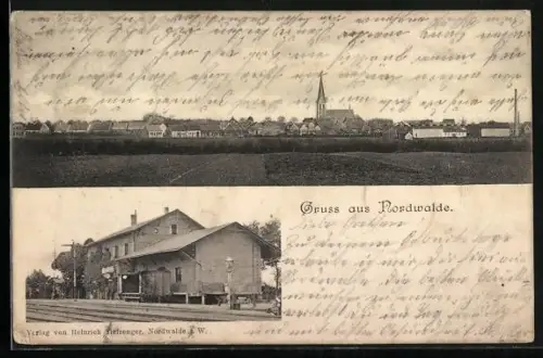 AK Nordwalde, Bahnhof und Ortspanorama
