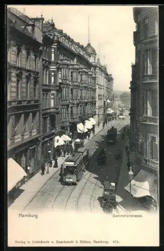 AK Hamburg, Dammtorstrasse mit Strassenbahn