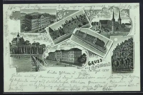 Mondschein-AK Grimma, Bürgerschule, Seminar, Fürstenschule, Kloster Nimbschen