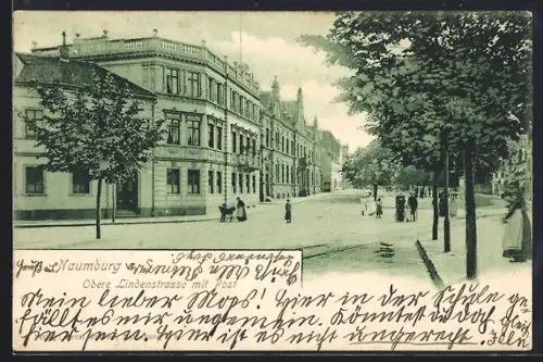 AK Naumburg a. S., Obere Lindenstrasse mit Post