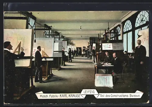AK Leipzig, Maschinenfabrik Karl Krause, Teil des Constructions Bureaus