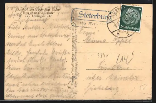 AK Steterburg /Brschwg., Gasthof zur deutschen Eiche, Bes. Marta Osterloh, Stift, Domäne