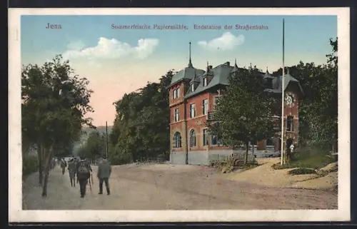 AK Jena, Gasthaus Papiermühle von der Strasse aus