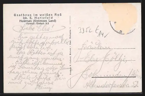 AK Hullersen, Hauptstrasse mit Gasthaus, Dorfpartie, Totalansicht