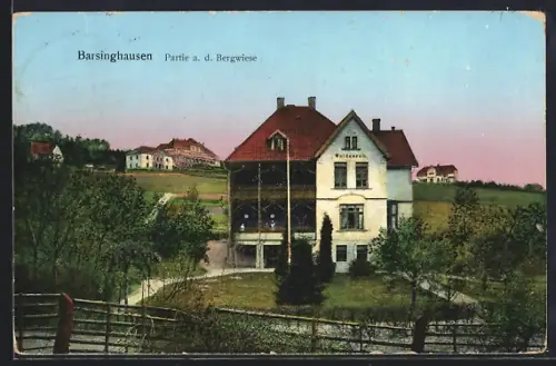 AK Barsinghausen, Partie an der Bergwiese mit Hotel Waldesruh
