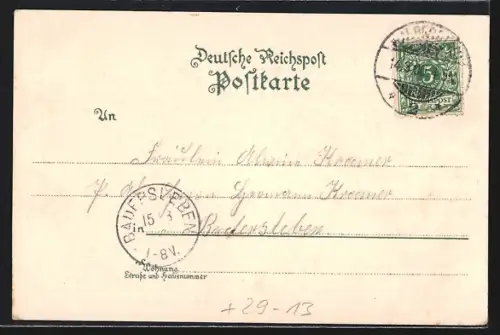 Winter-Lithographie Halberstadt, Ortsansicht im Winter