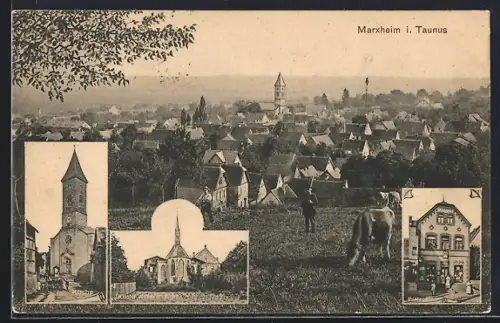 AK Marxheim / Taunus, Kirche, Kloster vom guten Hirten, Postagentur