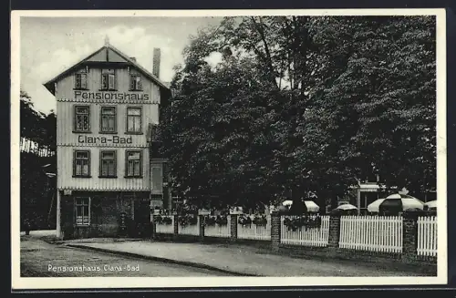 AK Bad Helmstedt, Hotel-Pensionshaus Clara-Bad mit Freibad, Bes. Christmann & Deppe