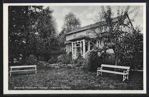 AK Neudorf i. H., Pension Strandheim Wetzel mit Garten