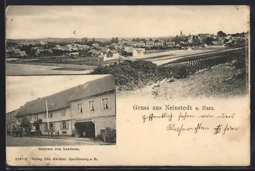 AK Neinstedt a. Harz, Gasthaus zum Landhaus, Ortspanorama