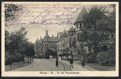 AK Münster i. W., Strasse an der Kreuzschanze