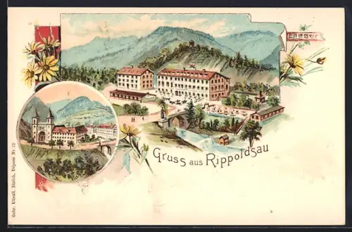 Lithographie Rippoldsau, Gasthaus zum Erbprinzen