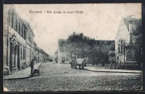 AK Bismark / Altmark, Alte Strasse mit neuer Strasse