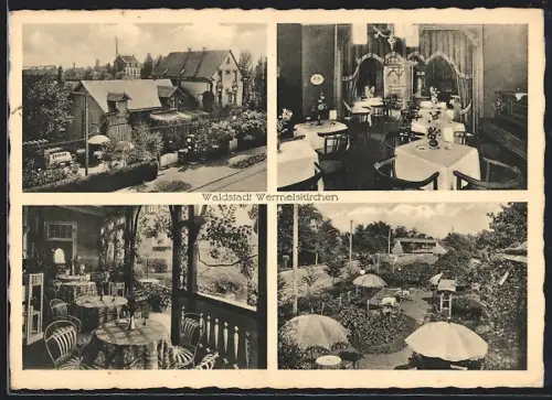 AK Wermelskirchen, Gaststätte Hausmann, Innenansicht und Garten