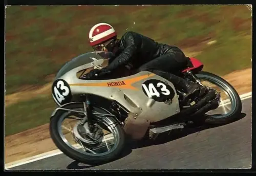 AK Rennfahrer auf einem Honda-Motorrad mit der Startnummer 143