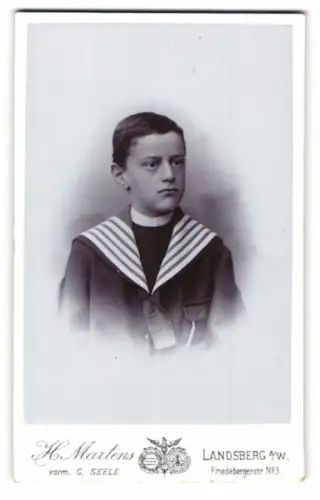 Fotografie H. Martens, Landsberg a. W., Friedebergerstr. Nr. 3, Karl Gock im Matrosenanzug