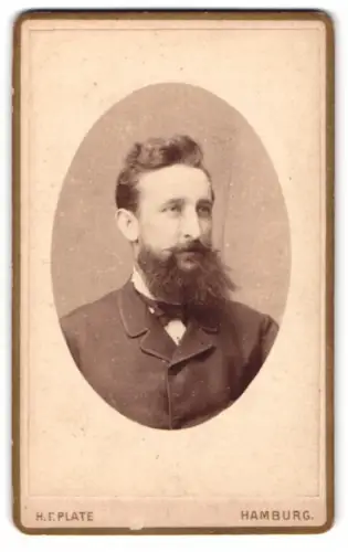 Fotografie H. F. Plate, Hamburg, Grosse Bleichen 46, Adolf Borstel mit Bart
