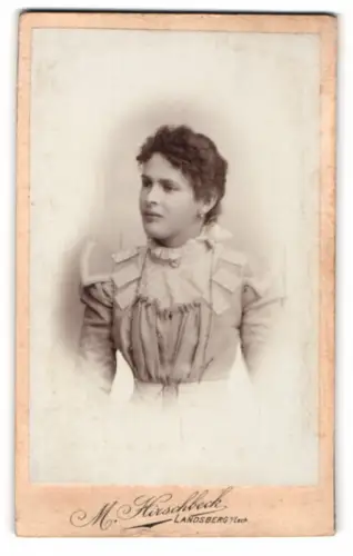 Fotografie M. Kirschbeck, Landsberg an der Warthe, Brudergasse 216, Porträt einer Frau im eleganten Kleid