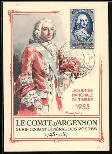 Maximum-AK Journée Nationale du Timbre, Le Comte d`Argenson, Surintendant des Postes, 1743-1757