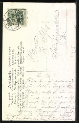 AK Clown macht einer tanzenden Dame den Hof