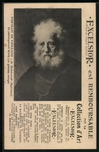 AK Excelsior, Journal illustré quotidien, Portrait de Viellard de Rembrandt