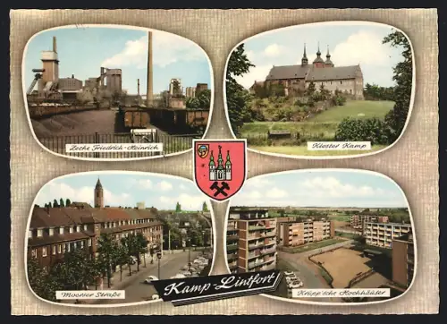 AK Kamp-Lintfort, Zeche Friedrich-Heinrich, Kloster Kamp, Moerser Strasse, Krupp`sche Hochhäuser