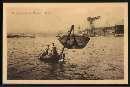 AK Hamburg, Wurfnetz-Fischer im Hafen