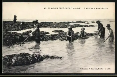 AK St. Michel Chef Chef /Loire-Inf., La Peche à Marée Basse
