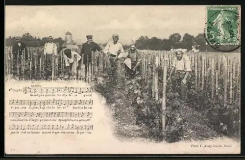 AK Weinpflücker im Weinberg, Liedtext mit Noten: Miseres des Vignerons