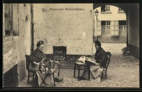 AK Dentellières flamandes, Flämin am Spinnrad
