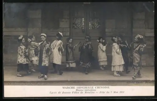 AK Moulins, Marche Imperiale Chinoise, Danse enfantine, Lycée de Jeunes Filles